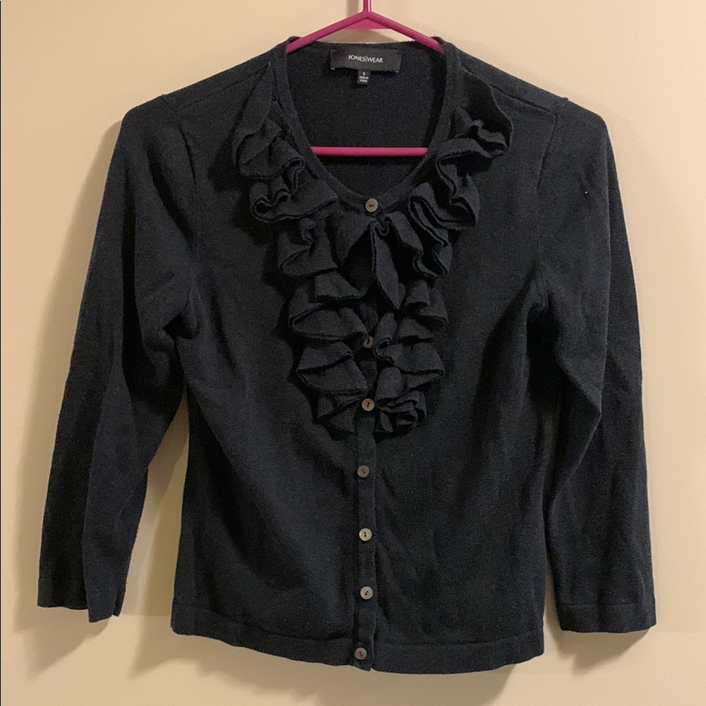 Jones wear Ruffled Cardigan charcoal